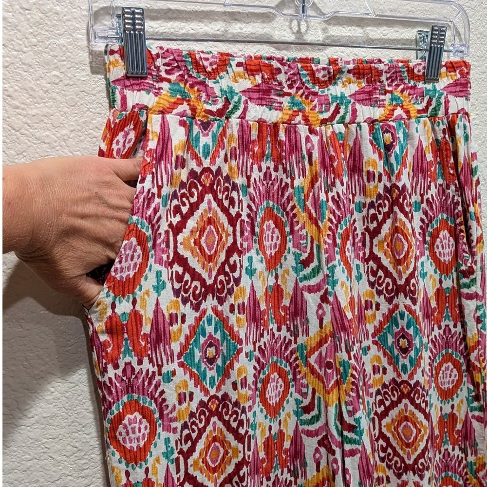 Christian Siriano Womens XS Linen Blend Palazzo Pant Pull On Boho Resort Artsy - Picture 2 of 8